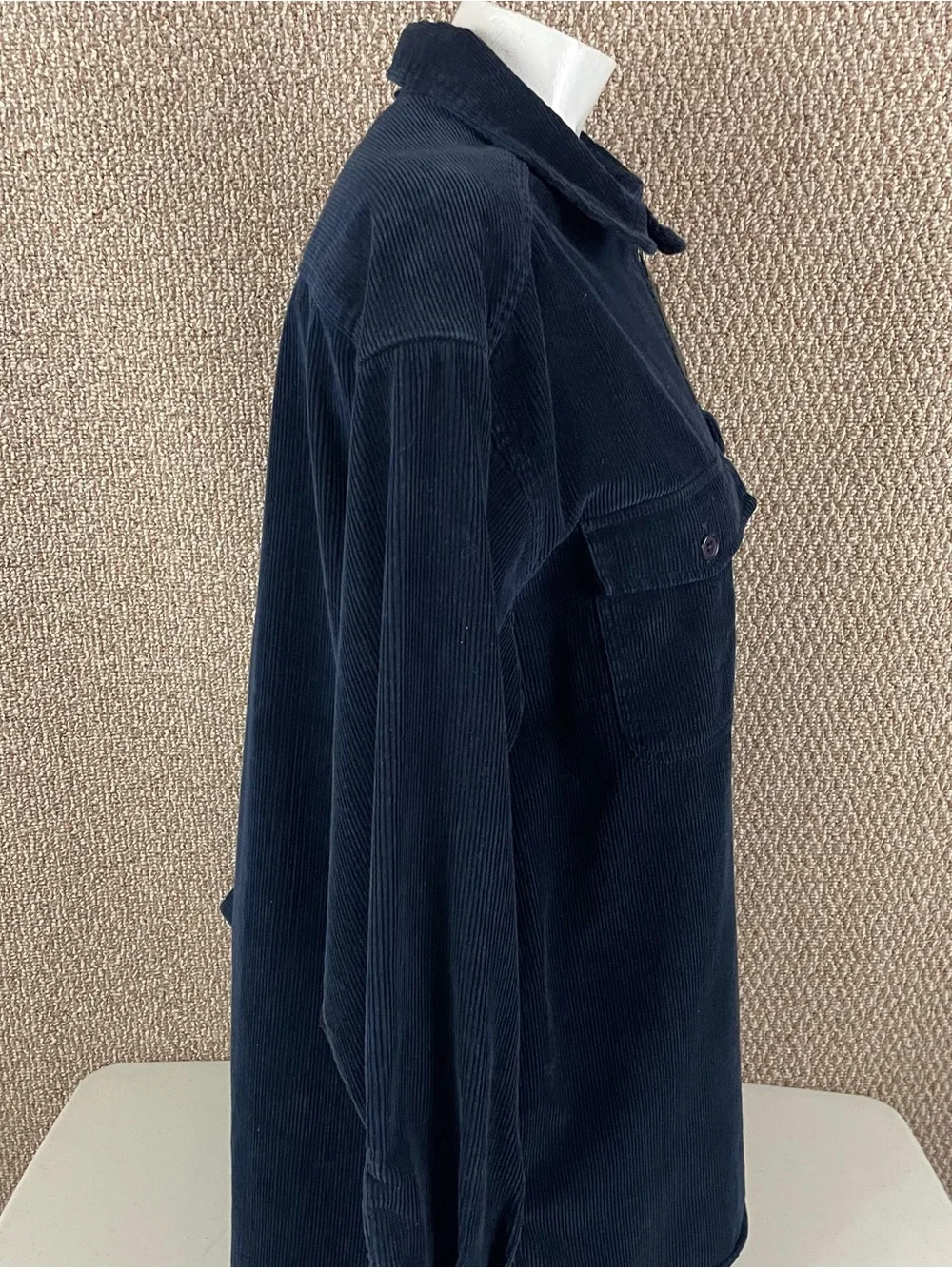 Vintage Eddie Bauer Jacket Shacket Womens L Oversized Blue Corduroy Pullover 90s